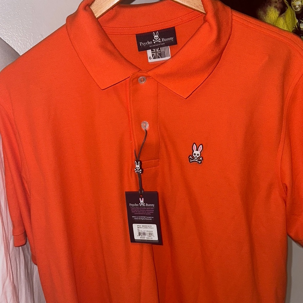 PSYCHO BUNNY ORANGE DRESS SHIRT NEVER HAS BEEN WORN WITH PRICE TAG ONLY $65